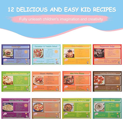 Kids Cooking and Baking Set with Storage Case Real Cooking Supplies with Cookbook Knives Apron Chef Hat Kids Cooking Utensils for Girls Boys