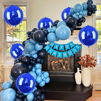 Giant 4D Foil Balloons, 6Pcs Large Metallic Royal Blue Round Balloons, 22 Inch Big Round Foil Balloon for Blue Sea Birthday Party Baby Shower Wedding Decorations