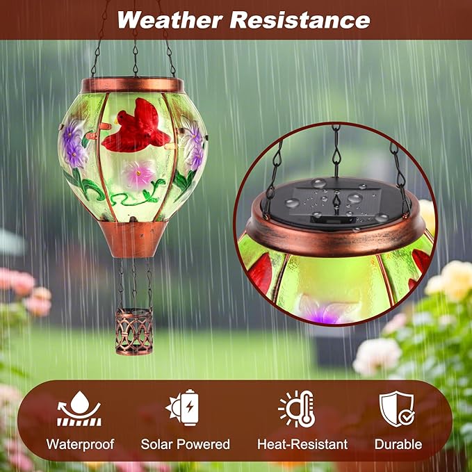 Cardinal Solar Hot Air Balloon Lantern,Outdoor Decor with Flame Lights Waterproof, Hanging for Garden Yard Lawn Patio, Unique Gifts for Women Mom Grandma Gardener for Mother'Day Christmas
