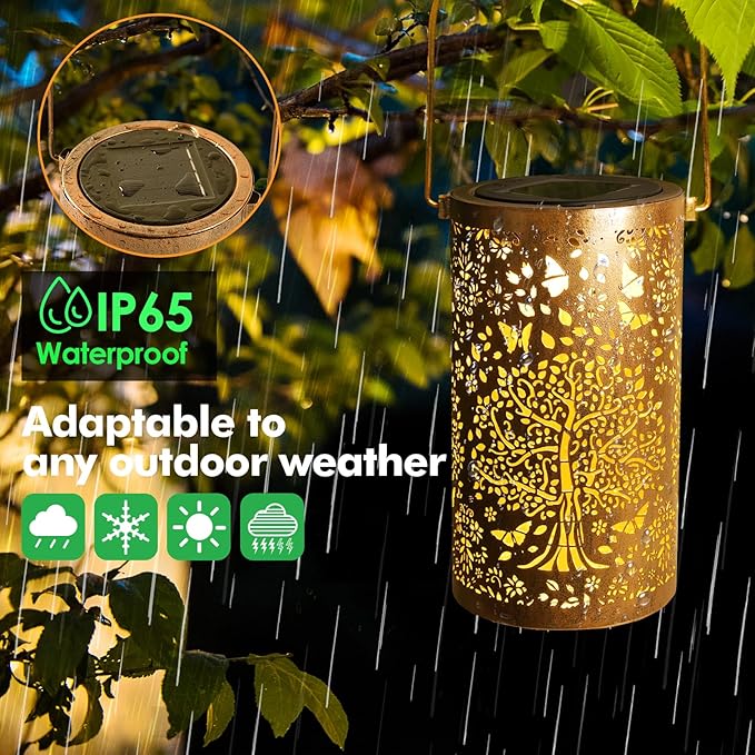 Fabuday Tree of Life Outdoor Solar Lantern Waterproof - Hanging Solar Power Lights Led for Outside, Garden Decor for Patio, Porch, Balcony, Yard and Deck, Gardening Decorations Gifts for Women Mom