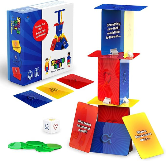 StrongSuit Family Therapy Games for Teens and Kids Ages 6+ | The Tower of Self Esteem Game, School Counselor & Therapist Tools for Social Skills & Emotion Regulation, Builds Confidence & Bonding