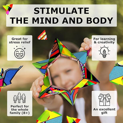 SHASHIBO Shape Shifting Box - Award-Winning Fidget Toy w/ 36 Rare Earth Magnets - Fidget Cube Transforms Into Over 70 Shapes, Sensory Toy Gift for Kids, Teens, and Adults (Stained Glass)