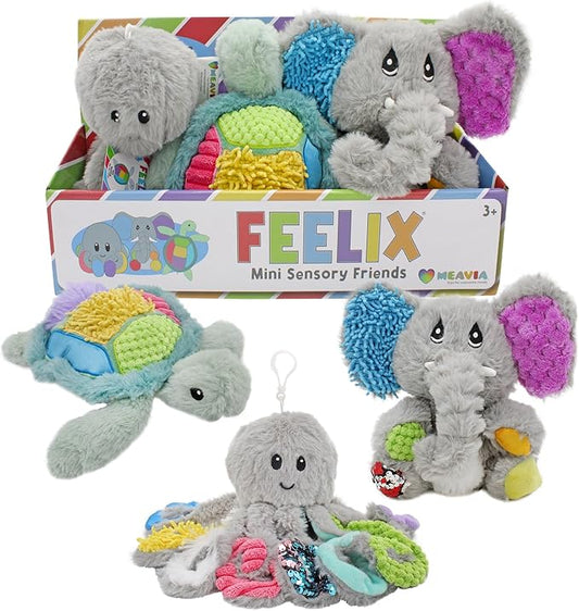 MEAVIA Sensory Plush Gift Set (Set of 3); Mini Friends, Octopus, Elephant, and Turtle Stuffed Toys