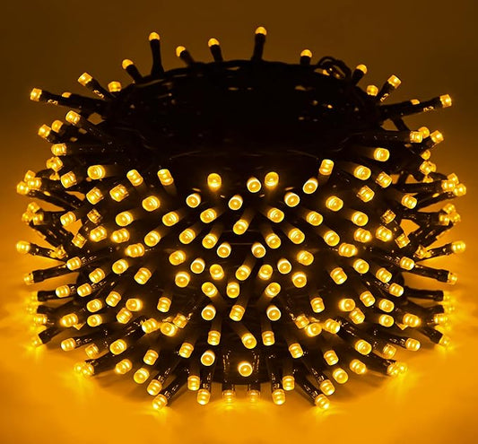 Outdoor String Lights, 300 LED 108Ft Christmas Light with Remote, 8 Lighting Modes, Powered Plug for Wedding Party Garden Tree Yard Indoor Decorations, Warm White