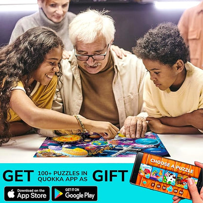 QUOKKA Puzzles for Adults 500 Pieces - 3 Set Floor Puzzles for Adults - Learning Map of The United States World Space - Educational Games - Toys for 15 Year Old Boys and Girls