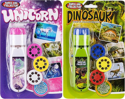 Georgie Porgy Slide Torch Projector Toys Flashlight for Kids Educational Toys Science Set Wall Ceiling Tents Night Lamp Gifts for Boys Girls (Dinosaur + Unicorn)