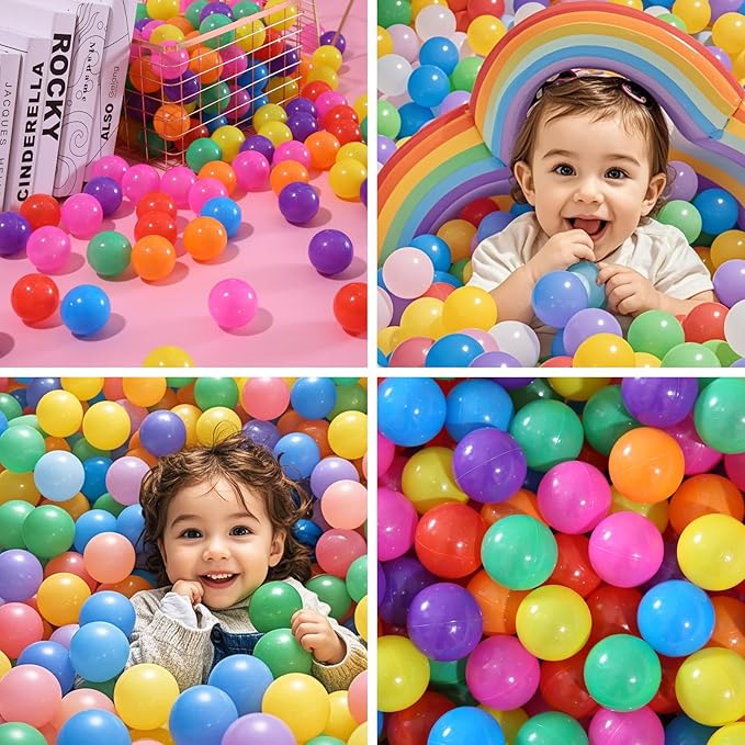 PlayMaty Ball Pit Balls - Colorful Ocean Pool Toys for Kids, Phthalate & BPA Free, 100pcs for Toddler Playhouse, Tent, or Playpen