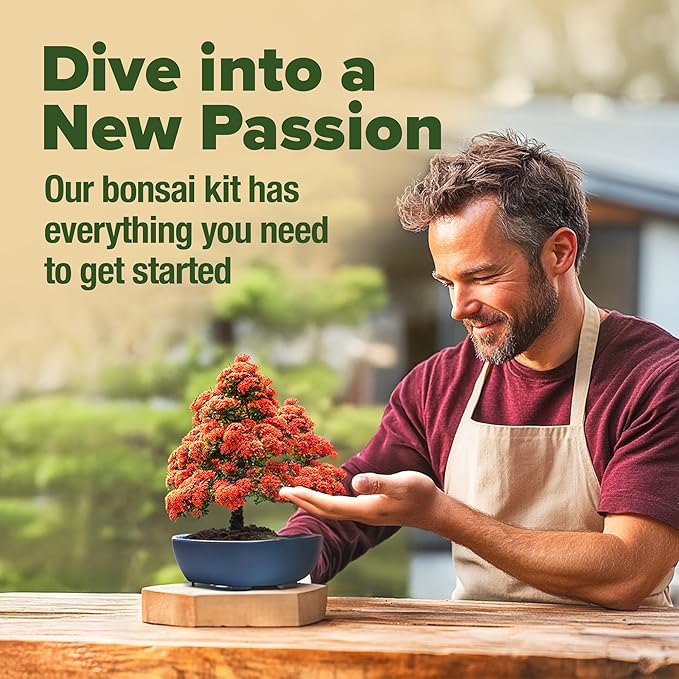 HOME GROWN Bonsai Tree Kit: Unique Christmas Gift for Men - Bonsai Starter Kit w/ 6 Seed Varieties - Unique Designed Pots - All-in-One Craft Kit for Adults for Gardeners & Plant Lovers
