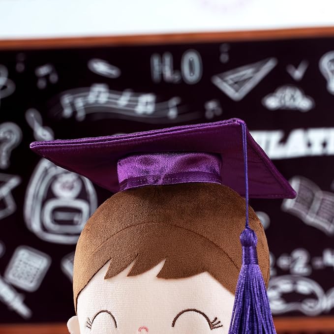 Gloveleya Baby Girl Gifts Graduation Plush Girls Dolls Congratulation Gift for Kindergarten Dark Purple 16 inch