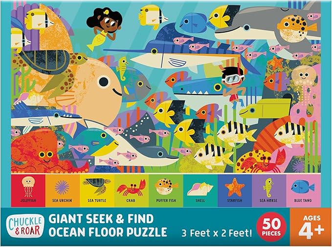 Chuckle & Roar Educational 50 PC Floor Puzzle Giant Seek & Find Ocean