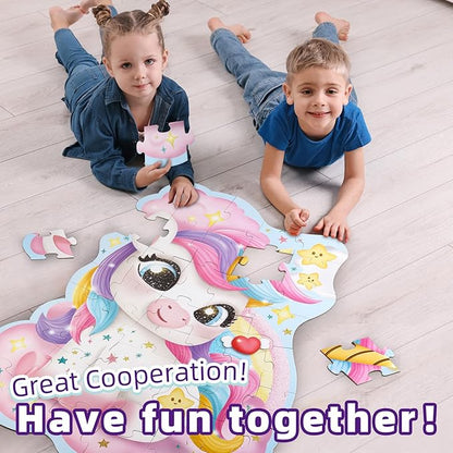 45 Piece Unicorn Floor Puzzle, Large Special Shapes Puzzles for Kids Ages 3-5, Toddler Floor Puzzles for Kids Ages 4-8, 4 Year Old Girl Gifts Toys for Birthday, Halloween, Christmas