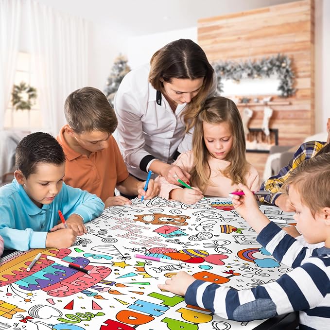 Giant Coloring Poster for Classroom Wall - Versatile 31.5 x 72 Inches Birthday Activity Poster/Table Cover, School Parties, Birthday Party and Special Events Decoration