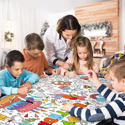 Giant Coloring Poster for Classroom Wall - Versatile 31.5 x 72 Inches Birthday Activity Poster/Table Cover, School Parties, Birthday Party and Special Events Decoration