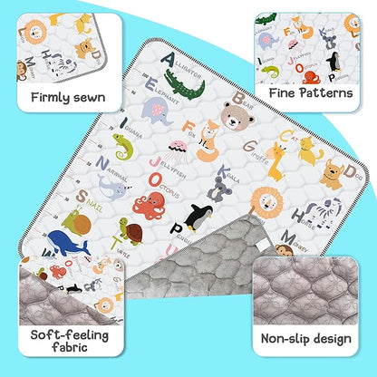 Baby Play Mat，Thick Soft 47" X 47" Playpen mat, Non-Slip and Machine Washable Baby Play Mats for Floor，Crawling Mat for Babies, Toddlers & Infants to Play and Learn (Animal Alphabet-A)