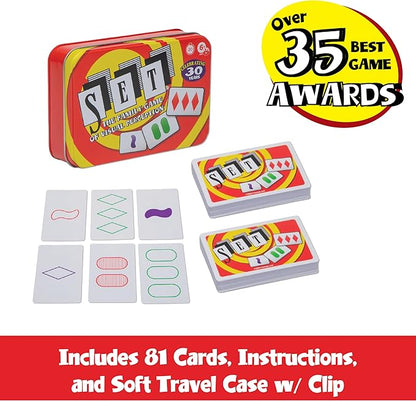 SET Card Games for Kids - Collectors Tin, Matching Game, Learning Games, Fun Family Games, Game Night, Travel Games, Memory Game, Learning Game, Multi-Player Card Game of Visual Perception, Ages 6+