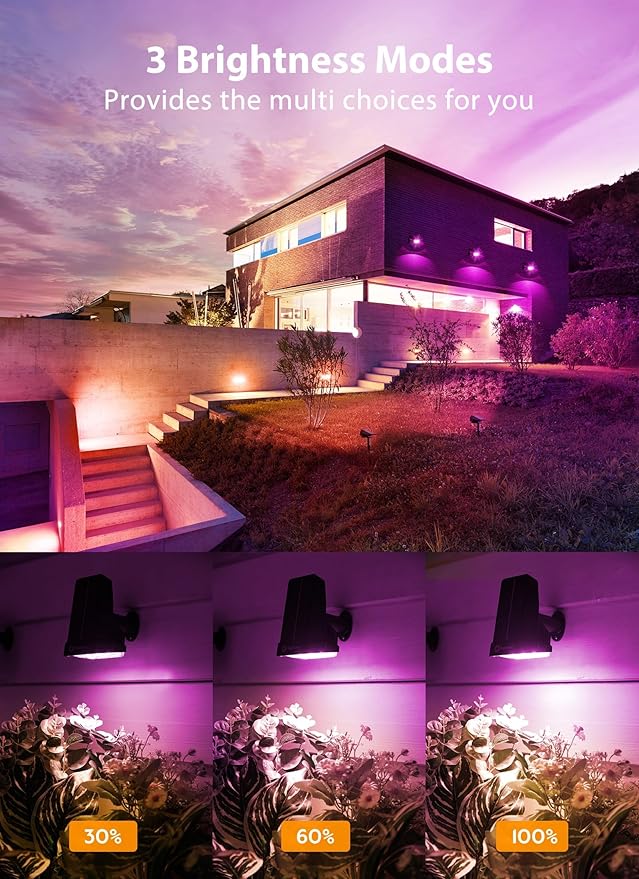 Brightown Solar Color Changing Lights Waterproof, Multicolor RGB Solar Spot Lights Outdoor with Remote Control, 3 Modes Solar Powered Outdoor Light for Yard Porch Pathway Garden, 6 Pack