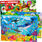 QUOKKA 100 Piece Puzzles for Kids Ages 4-6 – 3 Floor Kids Puzzles Ages 6-8 Year Old – Toy for Learning Ocean & Forest Animals for 8-10 yo – Jigsaw Toddler Game for Boy and Girl Age 3-5