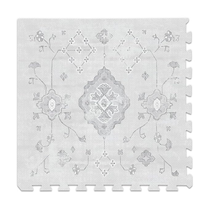 Baby Play Mat for Floor – 6x6ft Vintage Gray | Soft Non Toxic Premium EVA Foam Tiles for Tummy Time, Crawling & Playroom – Waterproof Interlocking Floor Mat for Babies & Toddlers Lillefolk (9 Tiles)