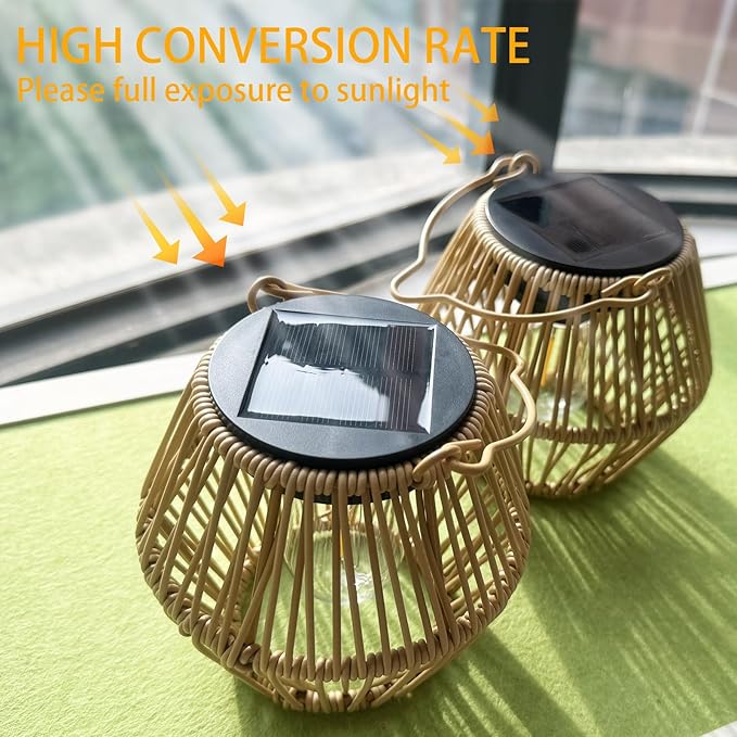 Solar Lanterns Outdoor,Solar Lanterns Outdoor Waterproof Lights for Outside Hanging Lamp Lights Decoration for Garden,Yard,Patio -2 Pack