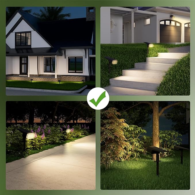 Solar Spot Lights Outdoor, 3 Lighting Modes Solar Outdoor Lights for Garden Yard Outside Landscape, 2 Pack Warm