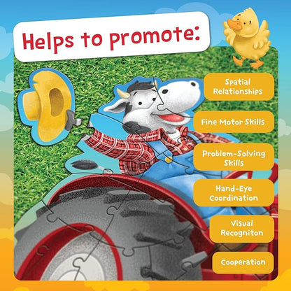 Peaceable Kingdom Shiny Tractor Floor Puzzle – Giant Tractor Puzzle for Kids Ages 3 & up – Fun-Shaped Puzzle Pieces – Great for Classrooms