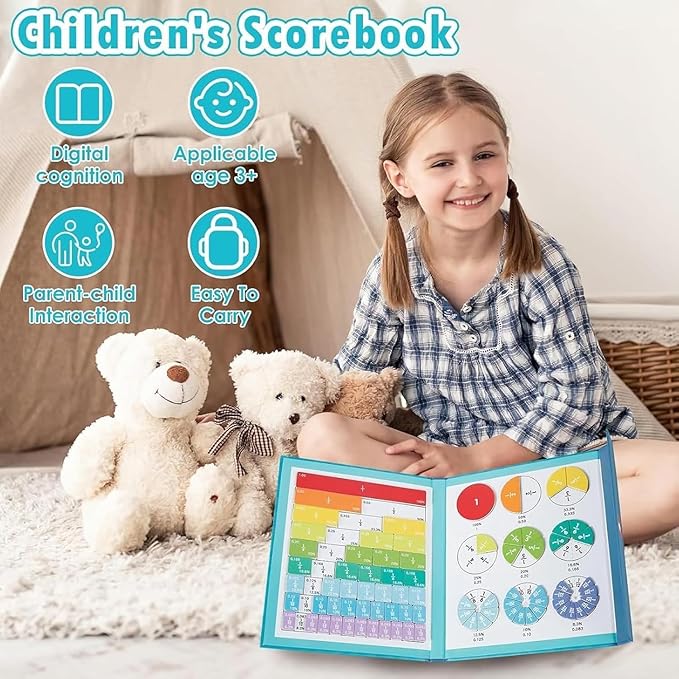 2026 New Magnetic Fraction Demonstration Book, Magnetic Fraction Book for Kids, Educational Puzzle Math Fraction Manipulatives for Child, Math Manipulatives Set with Fraction Tiles & Magnets