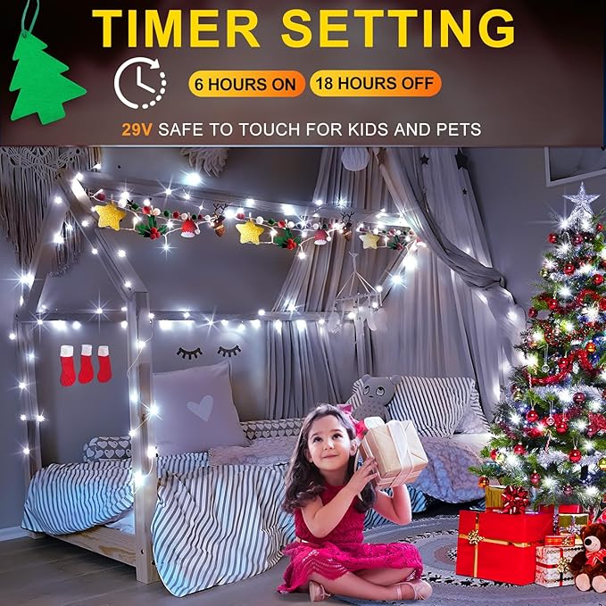 KNONEW 99ft 300 LED Christmas Lights Outdoor String Lights 8 Modes & Memory Fairy Light Plug in Waterproof LED String Lights for Xmas Yard Tree Wedding (Cool White)