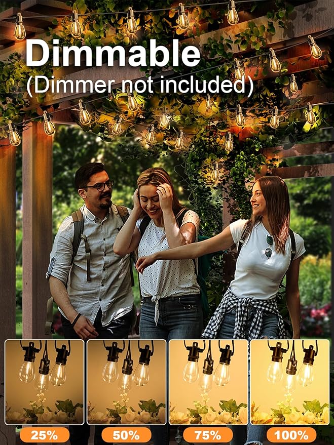 Svater Outdoor String Lights 100 FT, Patio Light for Outside with Shatterproof Bulbs, Waterproof LED Hanging Lights for Cafe Backyard Bistro Party, Warm White