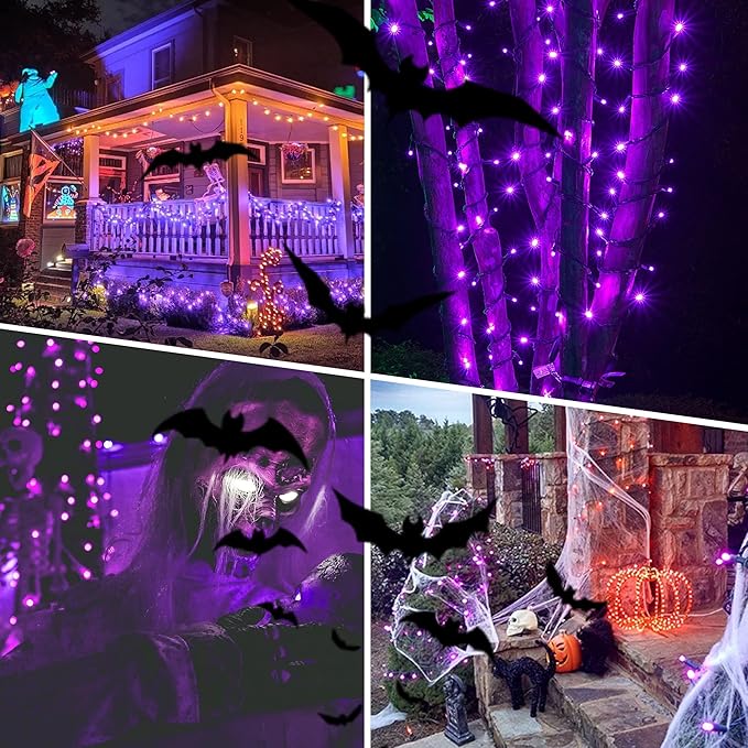 weillsnow 164FT 500 LED Purple Christmas Lights, 8 Modes Waterproof Plug in String Lights for Halloween Christmas Indoor Outdoor Yard Party Wedding Garden Home Decorations (Purple, 164FT)