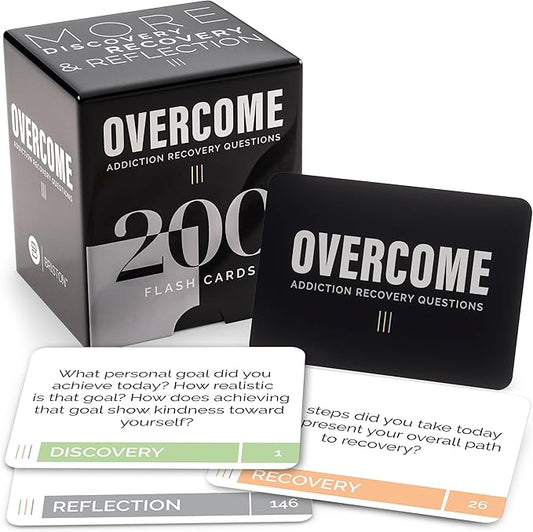 Overcome Complete – Addiction Recovery Questions Group Therapy Game 200 Cards – Counseling Conversations Icebreaker for Substance Abuse, Positive Mental Health, Sobriety, Relapse & Suicide Prevention