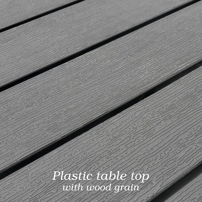 Outdoor Dining Table with 1.6" Umbrella Hole, Picnic Table Plastic Square Backyard Bistro Table Outdoor Dining Table for Garden, Poolside, Backyard, Black, 37x37inch