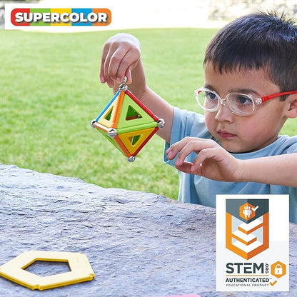Geomag Supercolor Magnetic Toys for Kids Ages 5+, 35pc Educational STEM Magnets for Kids - Swiss-Made Magnetic Blocks, Tiles and Building Toys from 100% Recycled Plastic