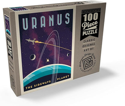 MyPuzzle Uranus: The Sideways Planet, Vintage Poster - Premium 100 Piece Jigsaw Puzzle for Adults