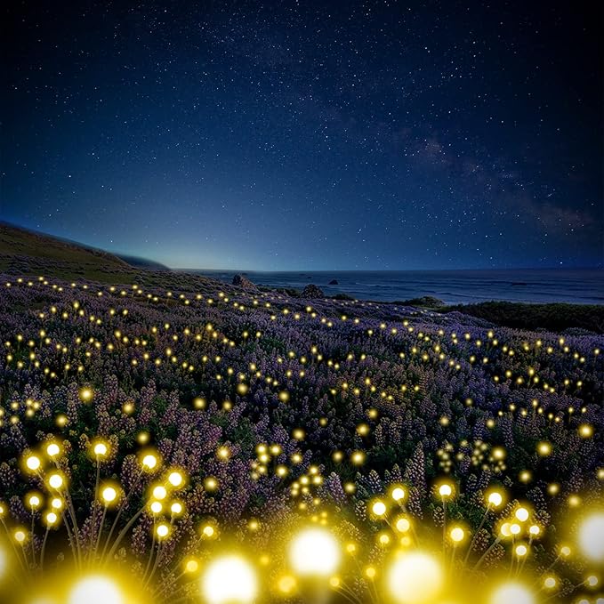 Solar Garden Lights,2Pack 16LEDs 8Modes Firefly Lights Outdoor Decorations, Swaying Light Sway by Wind,Firefly Solar Lights for Outside IP65 Waterproof,Yard Patio Decoration, Warm White