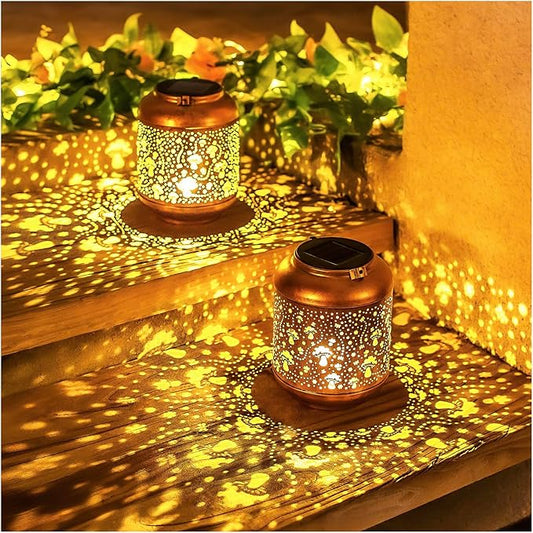 2 Pack Mushroom Solar Lanterns Outdoor Waterproof Hanging Solar Lights Mushroom Gifts for Women Men Mom Metal Decorative LED Outdoor Lanterns for Patio,Lawn, Landscape, Garden Decor, Yard Decoration