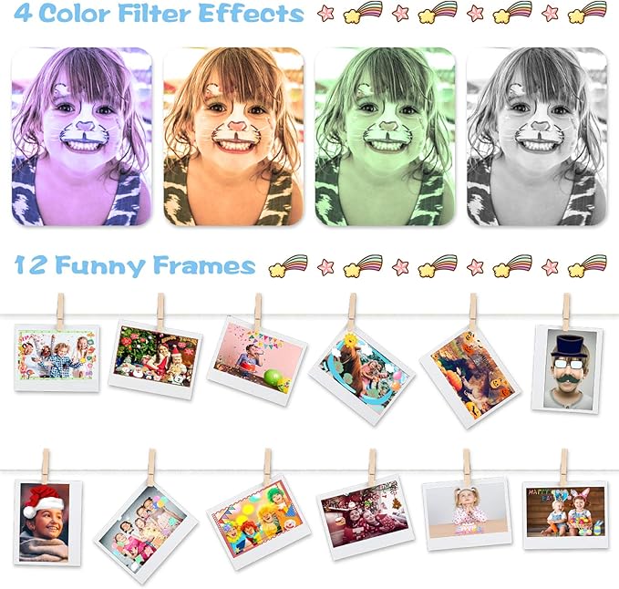 Kids Camera, 12MP Children's Camera for Boys and Girls, 1080P Rechargeable No Games Camera for Kids 3-12 Years Old with 32GB TF Card, USB Charging 8X Zoom.