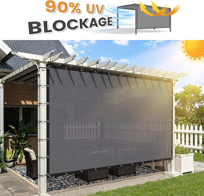 VICLLAX Shade Fabric Sun Shade Cloth with Every 2 FT Grommets for Patio Garden Pergola Cover Canopy 6x10 FT, Grey