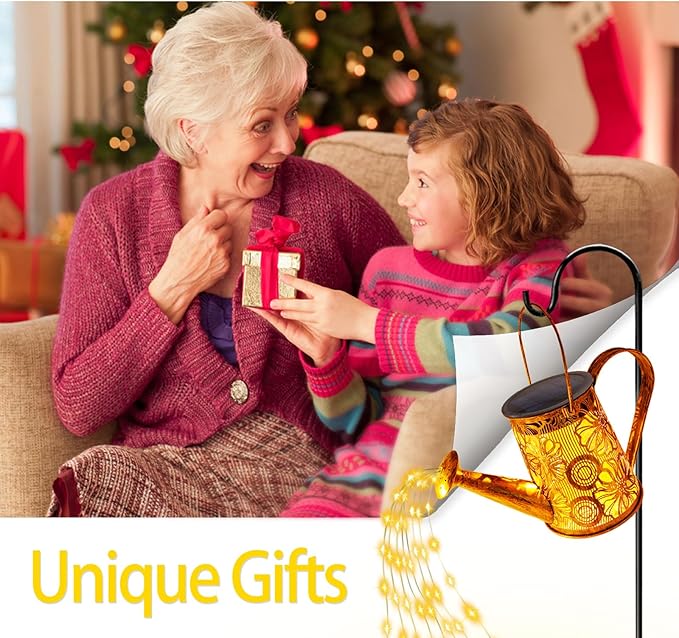 Solar Watering Can Lights Outdoor, Gardening Gifts for Mom Women Grandma Mother's Day, Waterproof Garden Decor Hanging Solar Lantern Lights, Outdoor Patio Yard Porch Decor for Birthday Christmas