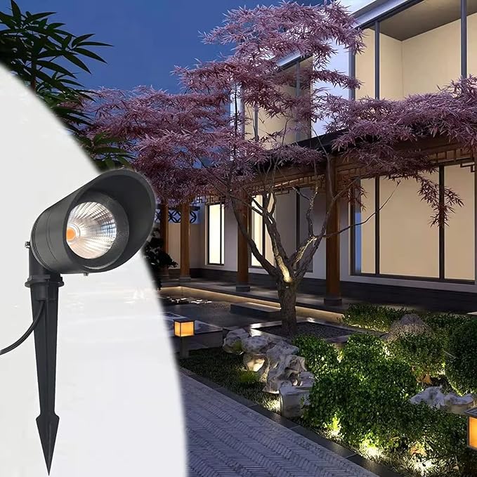 LED Landscape Lights,Ground Light,5W Outdoor Pathway Garden Yard Spotlight,IP65 Waterproof Garden Floodlight,Outdoor Spotlight with Stake,3000K Warm White Spot Lights