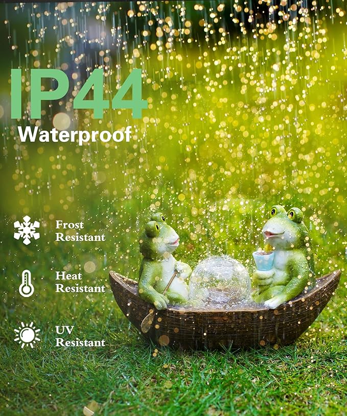 Solar Frogs Boating Statue Garden Decor: Outdoor Sculpture Lights Decorations Art Ornament Yard Lawn Backyard - Ideal Gifts for Women Mom Grandma