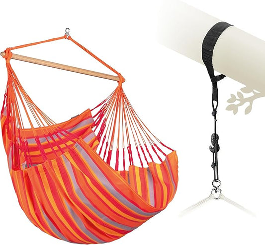 LA SIESTA® Large Comfort Domingo Hammock Chair Swing & Tree Mount Kit - Suspension Kit for Trees Beams Posts - Weatherproof, Outdoor Indoor Hammock Swing - Hanging Chair for Bedroom Patio - Toucan