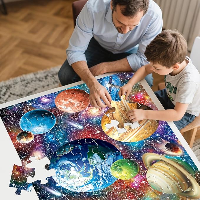 Jumbo Floor Puzzle for Kids,48 Piece Solar System Planet Large Jigsaw Puzzles for Toddler Ages 3-5,Preschool Educational Learning Space Toys Gift for Boys & Girls Ages 4-8