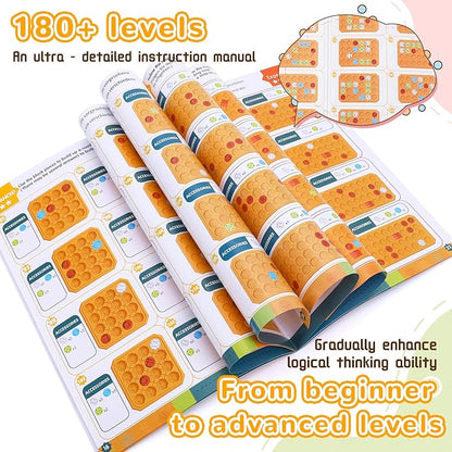 STEM Logic Road Builder Toys: Board Games Toys for 5 Year Old Kids Montessori Brain Teaser Puzzles Educational Learning Activities Toy for Kid Ages 3 4 6-8 12 Boys Girls Gifts (Orange, 62PCS)