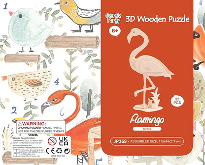 Georgie Porgy 3D Wooden Puzzles for Kids Toys Construction Woodcraft Kits DIY Model Puzzle Kits Birthday Gifts Pack of 3 (Butterfly Unicorn Flamingo)