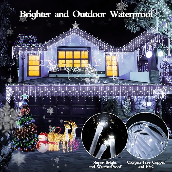 49FT 480LED Christmas Lights Decorations Waterproof 8 Modes Christmas Lights Outdoor with Memory and Timer Fairy Lights Plug-in Christmas String Lights for Holiday Party Wedding Home Roof