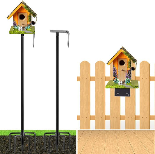 Ottsuls 2 Pack 109 Inch Heavy Duty Bird Feeder Pole Kit for Wild Birds, with 5-Prong Base Feeding Station, Adjustable Birdhouse Stand