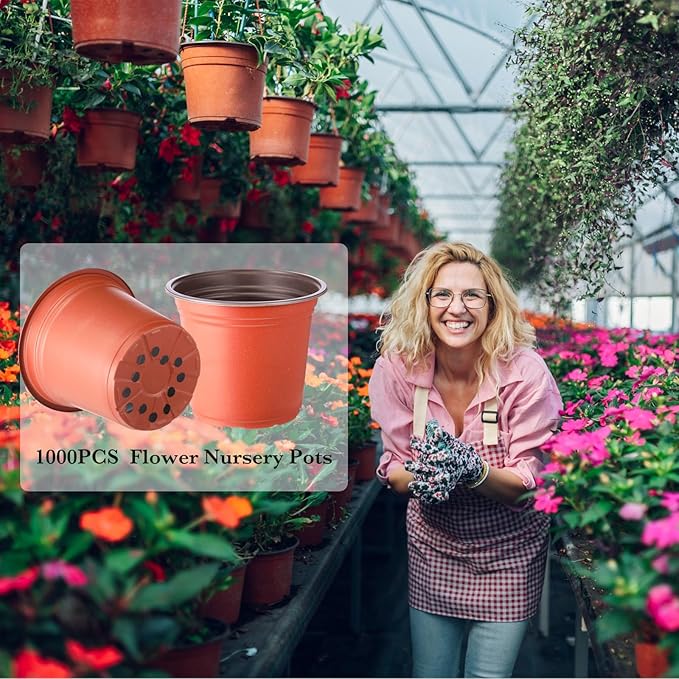 Hushee 1500 Pcs 4/5/6 Inch Plastic Plants Nursery Pots Seed Starting Pots Seedling Plant Pots with Drainage Holes Plastic Planters Planting Pots Indoor Outdoor for Flower Transplanting (Classic)