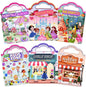 6 Set (260pcs) Puffy Sticker Books Activity for Girls, Fairytale Garden, Princess Party, Mermaid, Kids Zone, Girls' Shop, 3D Reusable Stickers, Travel Sticker Books for Kids Ages 3+