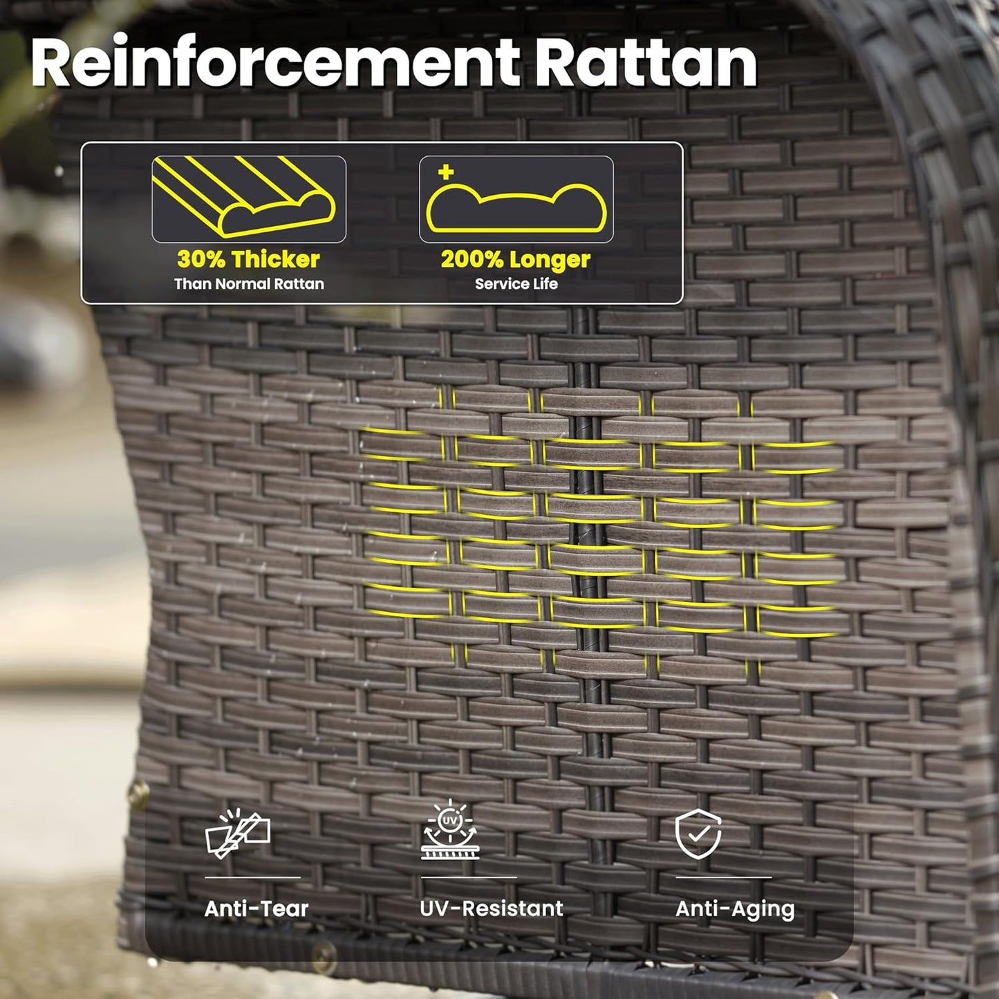 ovios 5 Pieces Patio Furniture Set, Outdoor Wicker Sofa with Swivel Chairs, Coffee Table, All Weather High Back Rattan Loveseat Couch with Comfy Cushions, Beige