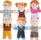 6 Pcs Family Hand Puppets for Kids 11.8 Inch Family Members Puppet Set Mom, Dad, Grandparents, Happy Kids Soft Stuffed Hand Puppet Theater Plush Toys for Toddlers Ages 1-3, 4-8 Role Play